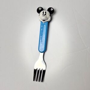 Vintage Disney Mickey Mouse Toddler Fork Blue Polka‎ Dot Stainless Mickey Mouse